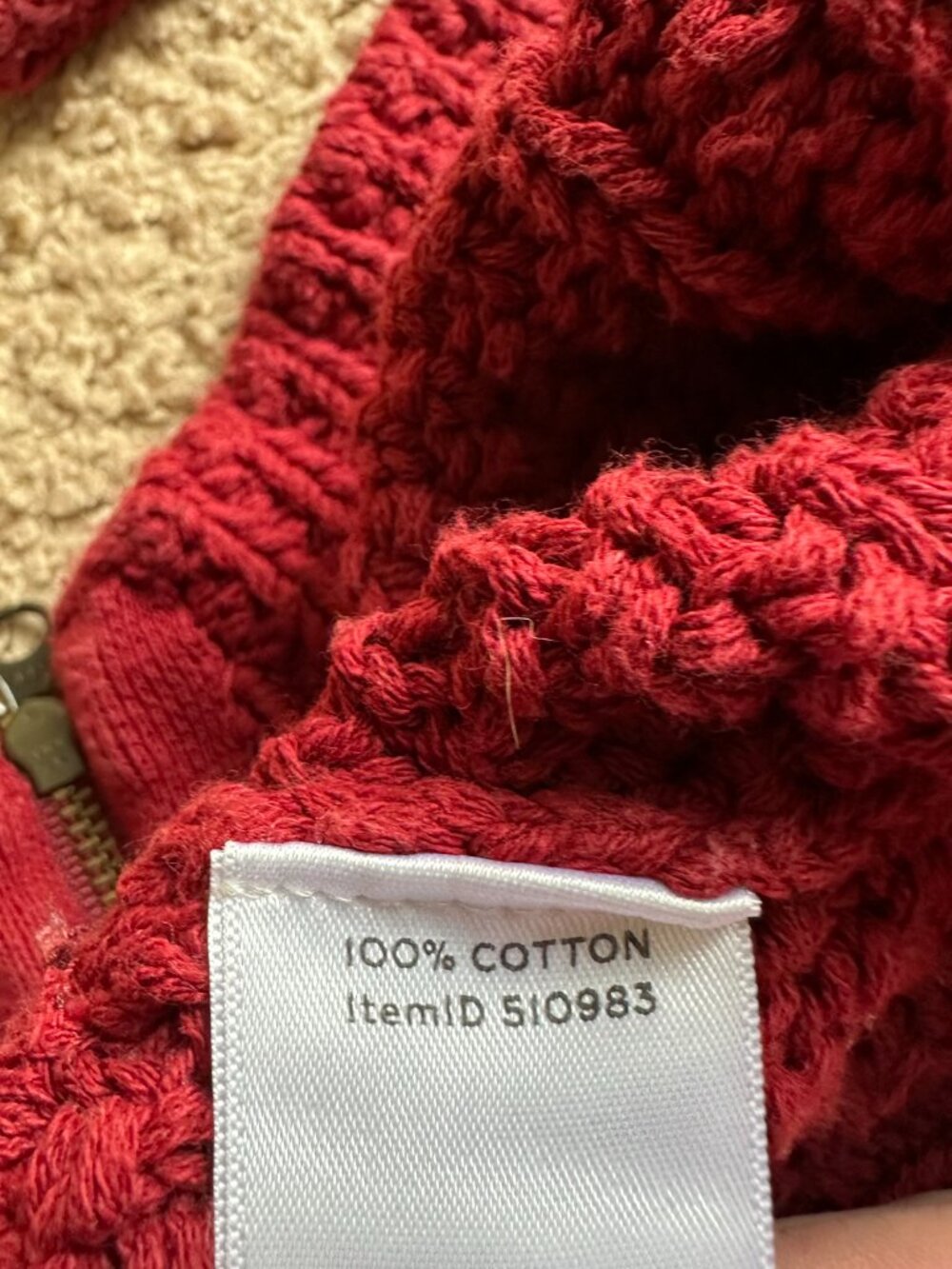 LL Bean Sweater Womens XL Signature Crewneck Chunky Cableknit Long Sleeve Red - Picture 11 of 12
